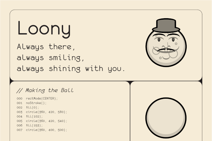 Poster for the Loony illustration made by code.