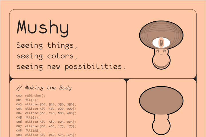 Poster for the Mushy illustration made by code.
