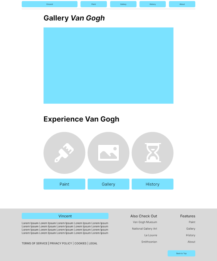 High Fidelity Mockup of the Gallery page.