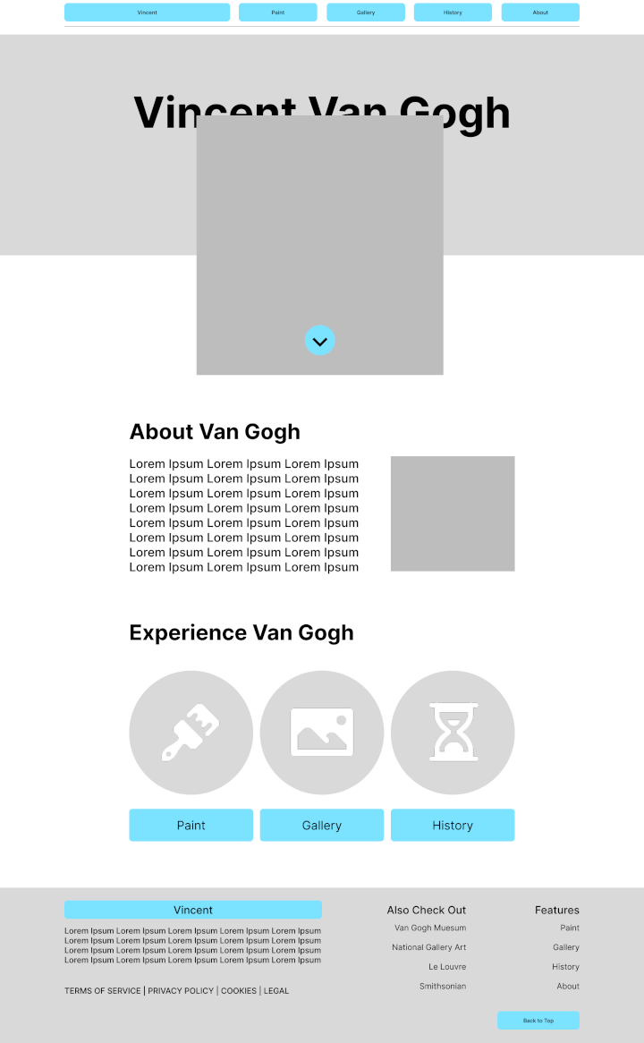 High Fidelity Mockup of the homepage.