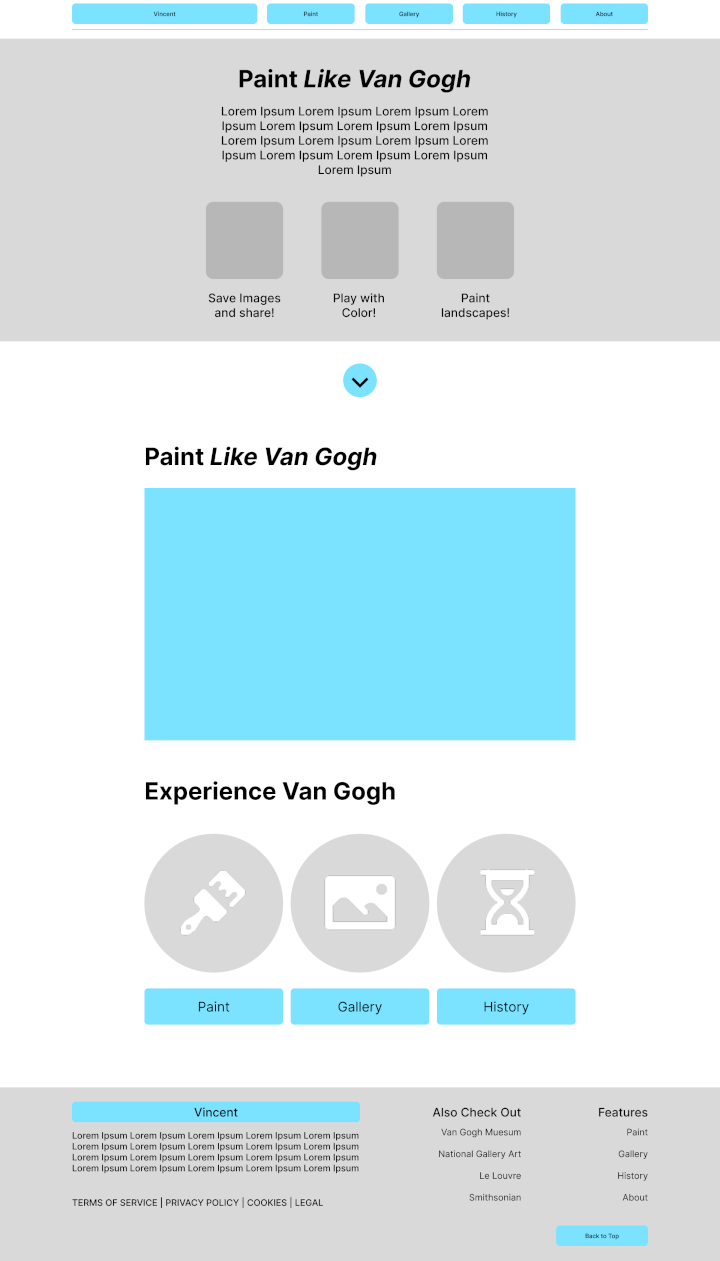 High Fidelity Mockup of the Paint page.