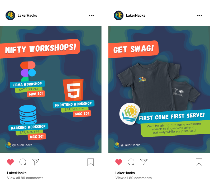 Sample of Instagram single posts.