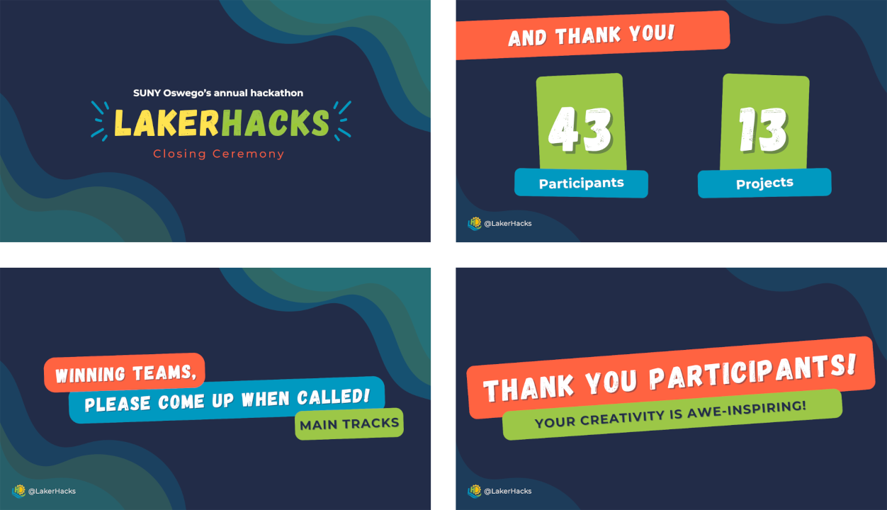 Four pages from the closing presentation.