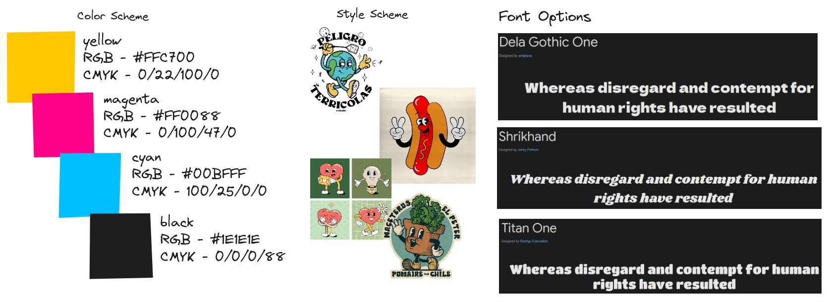 Moodboard for the Inkspread Motion Logo project.