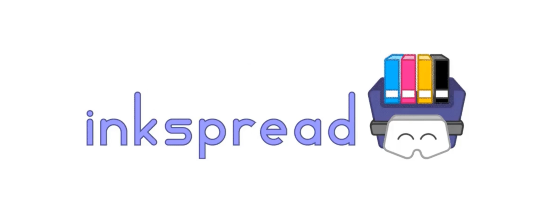 Original design for the Inkspread logo. The mascot resides to the
    right of the wordmark.