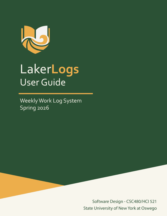 Cover of the User Guide which explains how to operate the LakerLogs Web application.