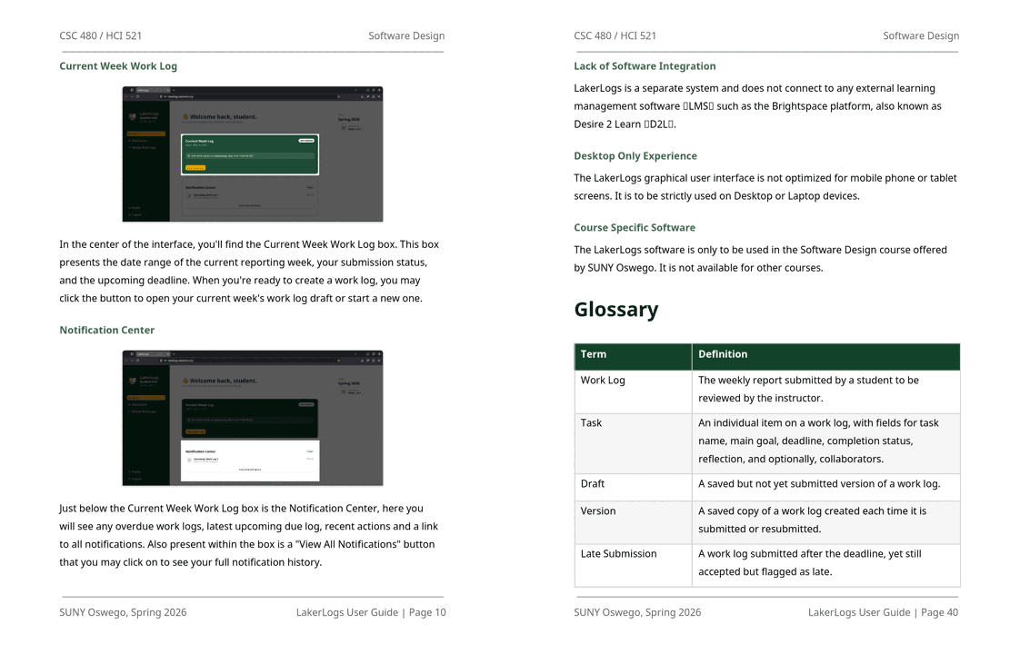 Pages 10 and 40 of the User Guide.